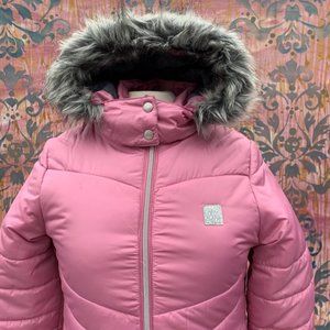 CALVIN KLEIN PUFFR WITH FAUX FUR-LINED DETACHABLE HOOD Sz.12/14